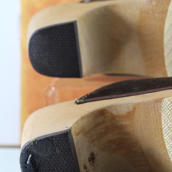 Vintage Suede and Wood Clogs - Picture 12 of 16